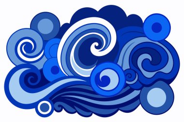 Canlı Mavi Soyut Dalgalar ve Bulutlar Arkaplan Tasarımı