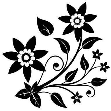 Zarif Siyah ve Beyaz Çiçek Tasarımı