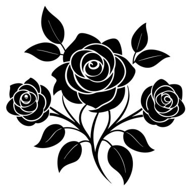 Siyah arka planda kırmızı ve krem güllerle süslü çiçek desenleri