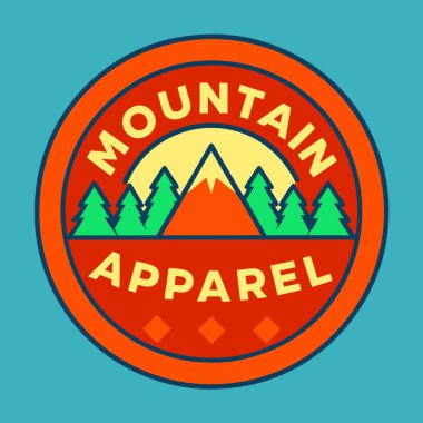 Stylish Mountain Apparel Badge Logo Design clipart