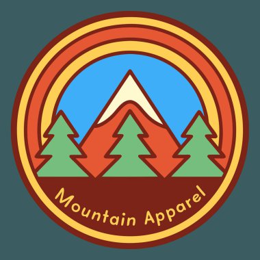 Stylish Mountain Apparel Badge Logo Design clipart