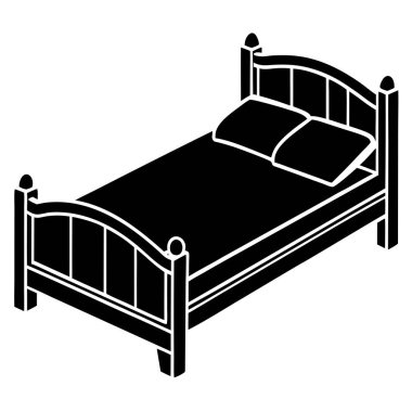 Yatak Simgesi Vektör Tasarımı Ev Dekorasyonu veya Mobilyası için Minimalist Yatak Silüeti Çizimi