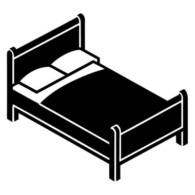 Yatak Simgesi Vektör Tasarımı Ev Dekorasyonu veya Mobilyası için Minimalist Yatak Silüeti Çizimi