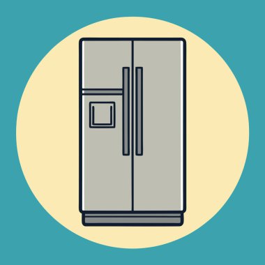 Ticari Kullanım ve Ev Aletleri için Buzdolabı İllüstrasyon Tasarım Vektör Sanatı