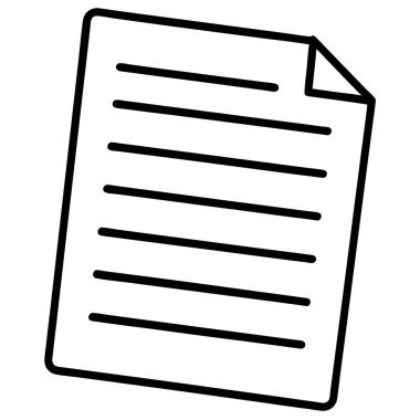 Basit Siyah ve Beyaz Belge Simge Vektör İllüstrasyon Tasarımı