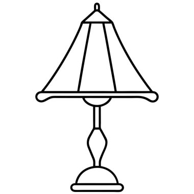 Klasik Sokak Lambası Vektör Sanat Tasarımı 'nın Basit Siyah ve Beyaz İllüstrasyonu