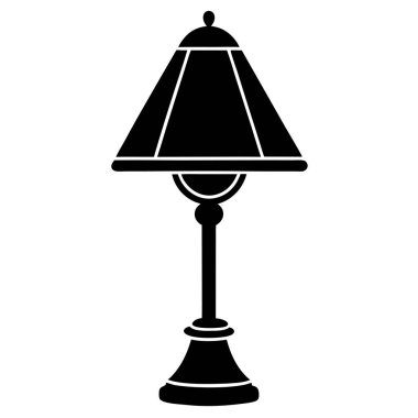 Klasik Sokak Lambası Vektör Sanat Tasarımı 'nın Basit Siyah ve Beyaz İllüstrasyonu