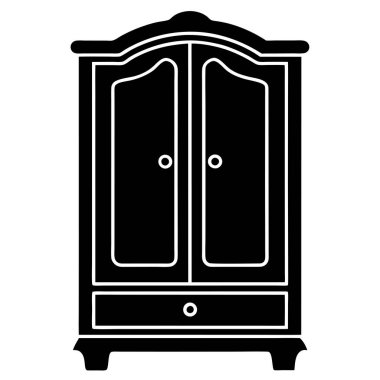 Çift Kapılı Gardırop 'un Basit Siyah ve Beyaz Çizimi