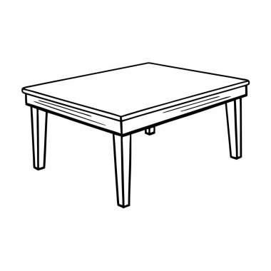 Dekorlu yuvarlak bir yemek masasının basit ve zarif bir çizimi. Bu vektör illüstrasyonu ev tasarımları, yemek odası grafikleri ve modern dekor temaları için mükemmeldir..