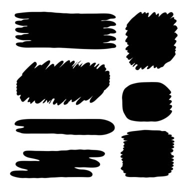 El Çizimi Grunge Fırça Vuruşları Vektör İllüstrasyon Tasarımı