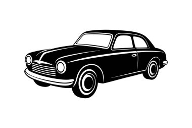 Klasik araba silueti vektör sanat çizimi