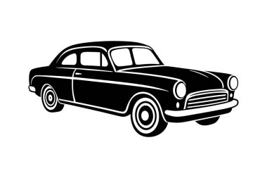 Klasik araba silueti vektör sanat çizimi