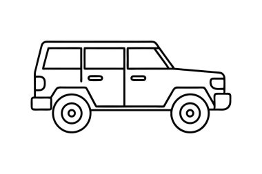 off road car line art vektör illüstrasyonu