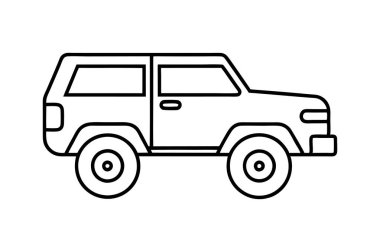 off road car line art vektör illüstrasyonu