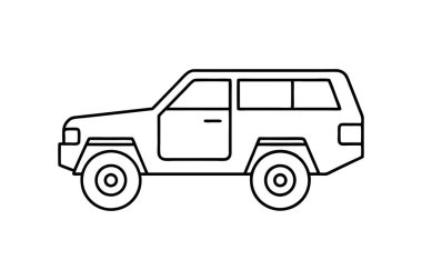 off road car line art vektör illüstrasyonu