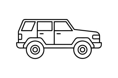 off road car line art vektör illüstrasyonu