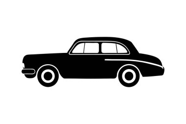 Retro araba simgesi siluet vektör illüstrasyon tasarımı