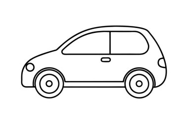 kompakt araba simgesi çizgisi sanat vektör çizimi tasarımı ana hatları