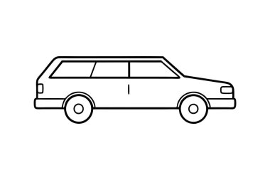 station wagon simge çizgisi sanat vektörü tasarımı illüstrasyonu