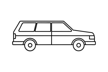station wagon çizgisi sanat vektörü tasarımı illüstrasyonu