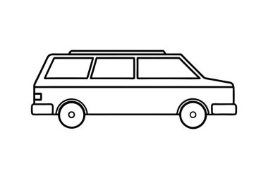 station wagon çizgisi sanat vektörü tasarımı illüstrasyonu