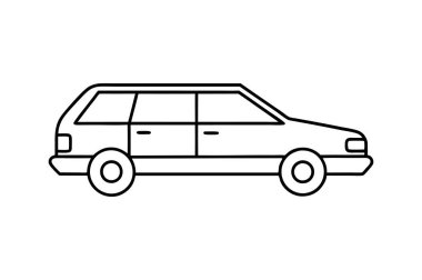 station wagon çizgisi sanat vektörü tasarımı illüstrasyonu