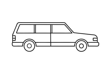 station wagon çizgisi sanat vektör tasarımı illüstrasyonu