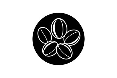 Kahve çekirdekleri yuvarlak simge vektör çizimi