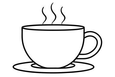 Kahve fincanı çizgisi sanat tasarımı çizimi