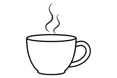 Kahve fincanı buhar çizgisi sanat vektör çizimi tasarımı ana hatları