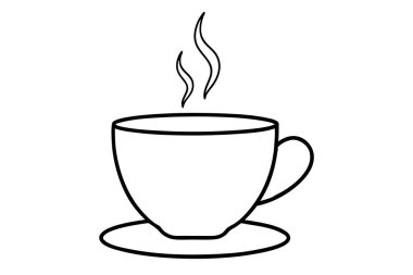 Kahve fincanı buhar ana hatları ikon vektör illüstrasyon tasarımı