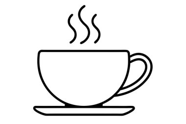 Kahve fincanı klasik çizgisi sanat simgesi vektör illüstrasyon taslağı