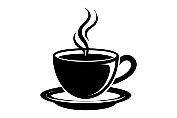 Kahve fincanı buhar ikonu siluet vektör çizimi tasarımı
