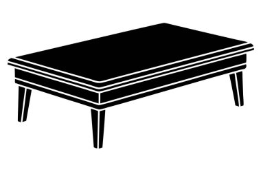 sehpa mobilya siluet vektörü, siyah-beyaz renk vektör simgesi olan tablo.