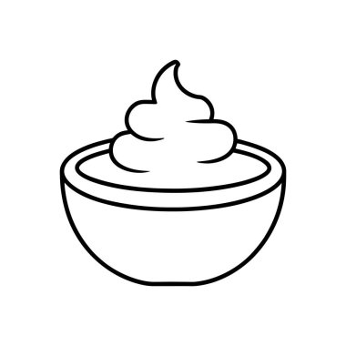 bebek maması çizgisi sanat vektörü çizimi, kase çizgisi sanatı