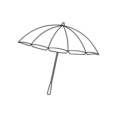 Bir şemsiye ikonu vektör illüstrasyonunun izole edilmiş çizgisi