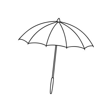 Bir şemsiye ikonu vektör illüstrasyonunun izole edilmiş çizgisi