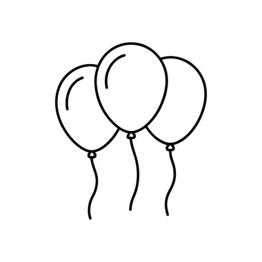 Doğum günü balonları çizgisi sanat vektörü çizimi