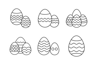 Paskalya yumurtaları ikon çizgisi çizimi