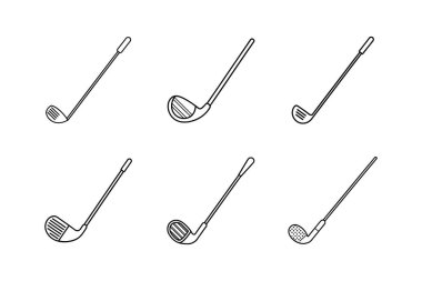 Golf kulübü simgesi çizimi sanat vektörü illüstrasyonu