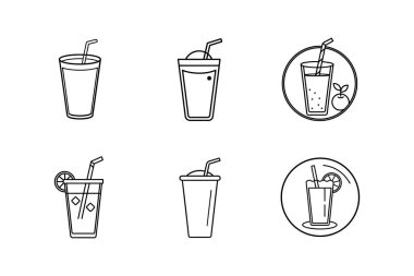 meyve suyu ikonu çizgisi sanat vektörü illüstrasyonu