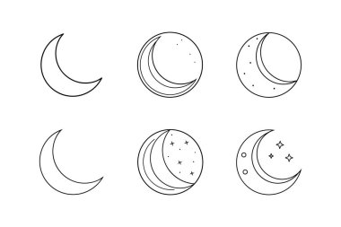 Ay simgesi çizgisi sanat vektörü çizimi