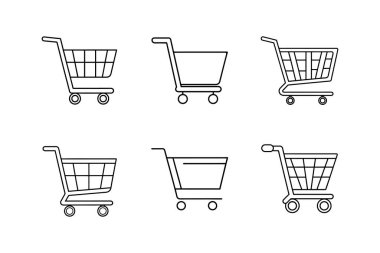 Alışveriş arabası simge çizgisi çizimi