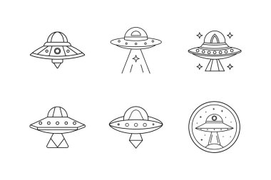 Uzay gemisi simgesi çizgisi çizimi
