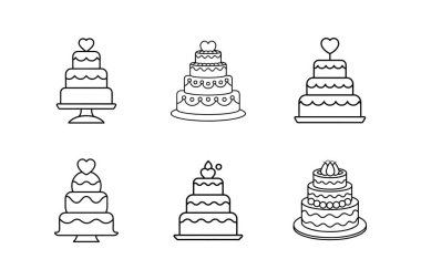 düğün pastası vektör çizgisi çizimi