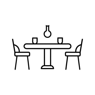 Yemek masası simgesi çizgisi çizimi