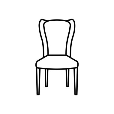 Yemek sandalyesi simge çizgisi sanat vektörü çizimi