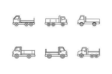 Flatbed kamyon simgesi çizgisi çizimi