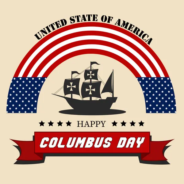 Kolomb Günü 'nüz kutlu olsun. Columbus Günü 'nü kutlamak için siyah beyaz illüstrasyon tasarımı. Mal varlığı, şablon, arkaplan çizimleri ve tebrik kartı toplamak için harika.