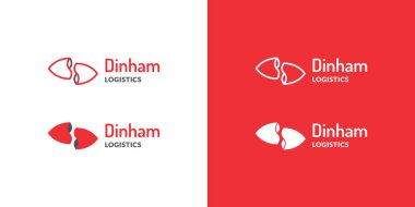 Lojistik işleri için sadece Dinham logo tasarım şablonu ya da değil. Düz doldurmalı modern ok lojistik tasarımı veya hareketi temsil eden iki ok ana hatları. 